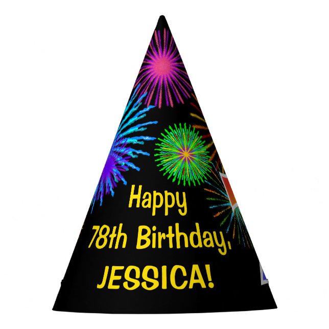 Gorro De Fiesta Fuegos artificiales divertidos + Patrón Arcoiris " (Anverso)