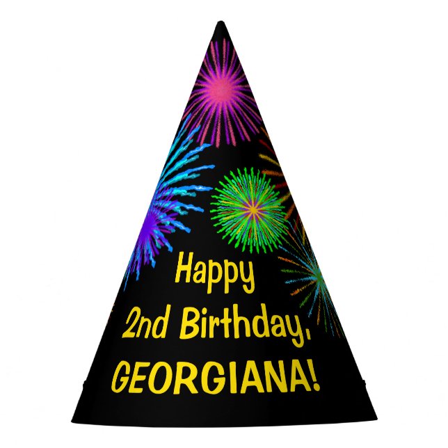 Gorro De Fiesta Fuegos artificiales divertidos + Patrón Arcoiris " (Anverso)