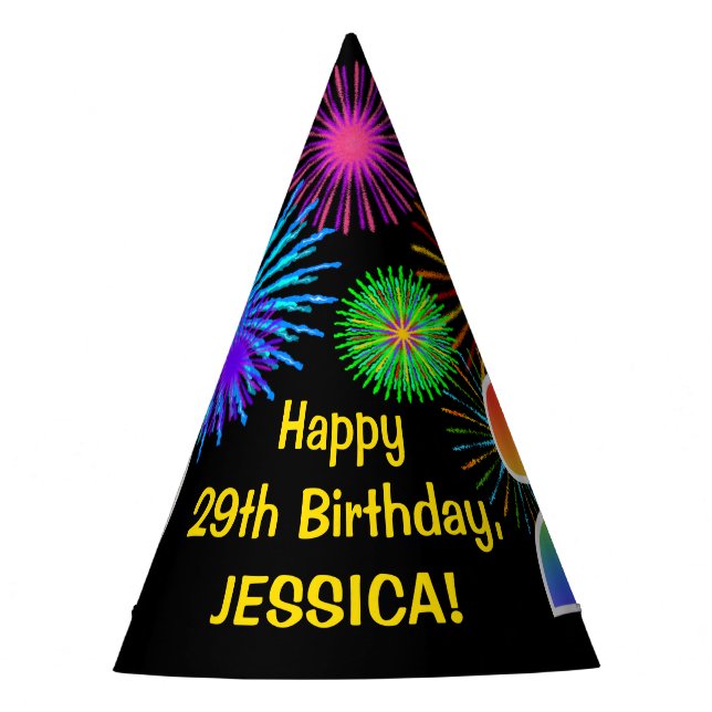 Gorro De Fiesta Fuegos artificiales divertidos + Rainbow Pattern " (Anverso)