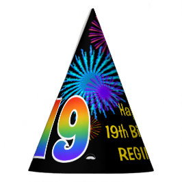 Gorro De Fiesta Fuegos artificiales divertidos + Rainbow Pattern "