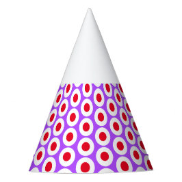 Gorro De Fiesta Fun colorido Guay Rojo Blanco Vivid Círculos Púrpu