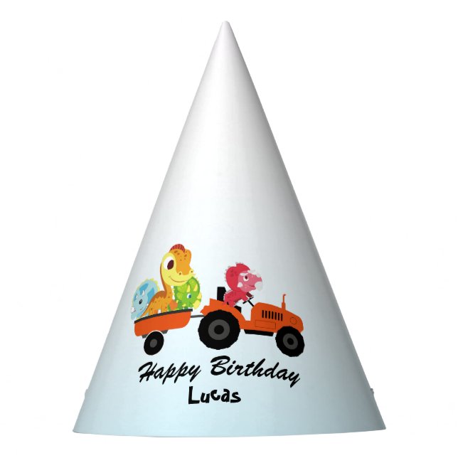 Gorro De Fiesta Fun DINO tractor de dinosaurio Farm School Niño de (Anverso)