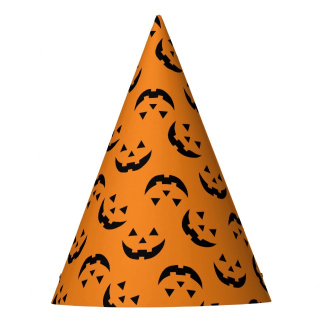 Gorro De Fiesta Fun naranja negro jack o linterna patrón Halloween (Anverso)