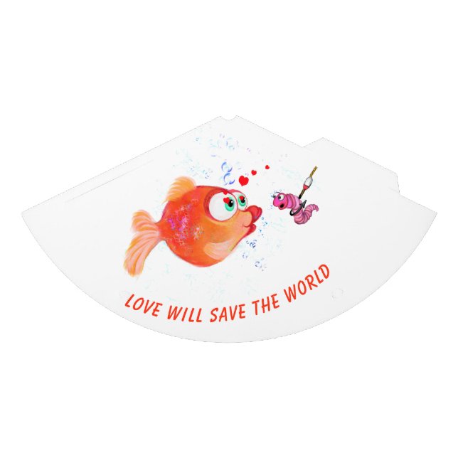 Gorro De Fiesta Funny Fish and Worm Romantic Personalizado Fiesta  (Anverso)