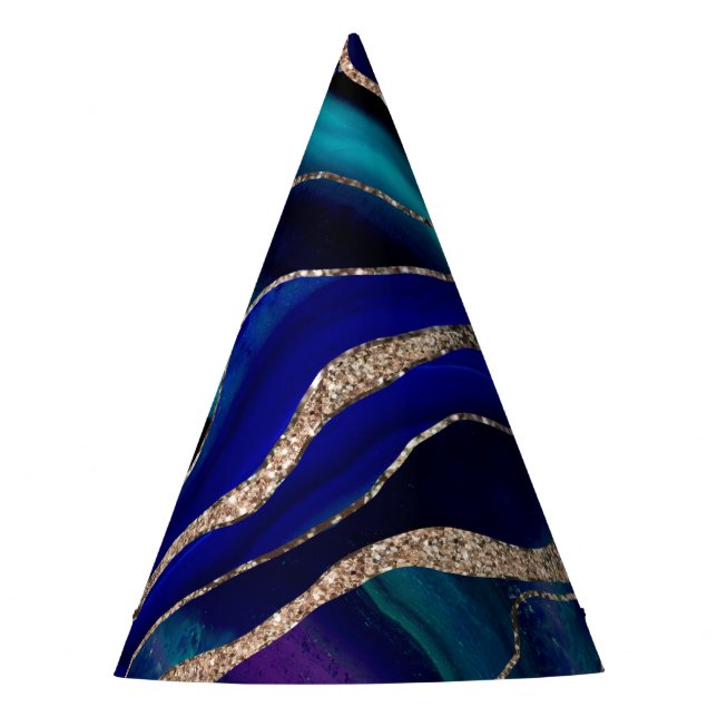 Gorro De Fiesta Galaxia azul púrpura Nebula Agate Purpurina Glam # (Anverso)