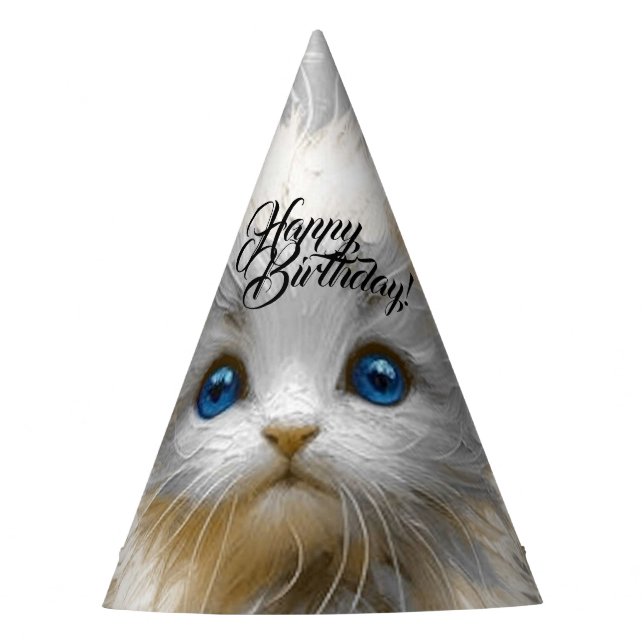 Gorro De Fiesta Gatito blanco preciado (Anverso)