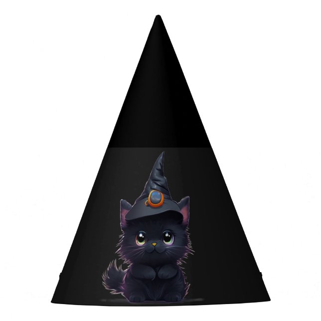 Gorro De Fiesta Gato negro chiflado de Halloween (Anverso)