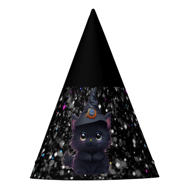 Gorro De Fiesta Gato negro chiflado de Halloween (Anverso)