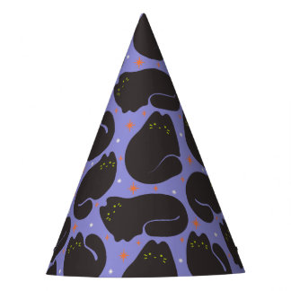 Gorro De Fiesta Gato negro retro en morado