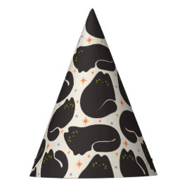 Gorro De Fiesta Gato negro retro sobre crema claro