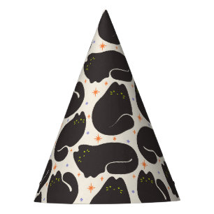 Gorro De Fiesta Gato negro retro sobre crema claro
