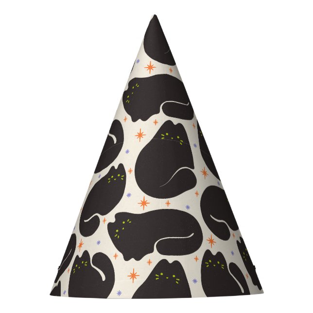 Gorro De Fiesta Gato negro retro sobre crema claro (Anverso)