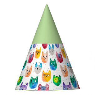 Gorro De Fiesta Gatos acuarelas y amigos