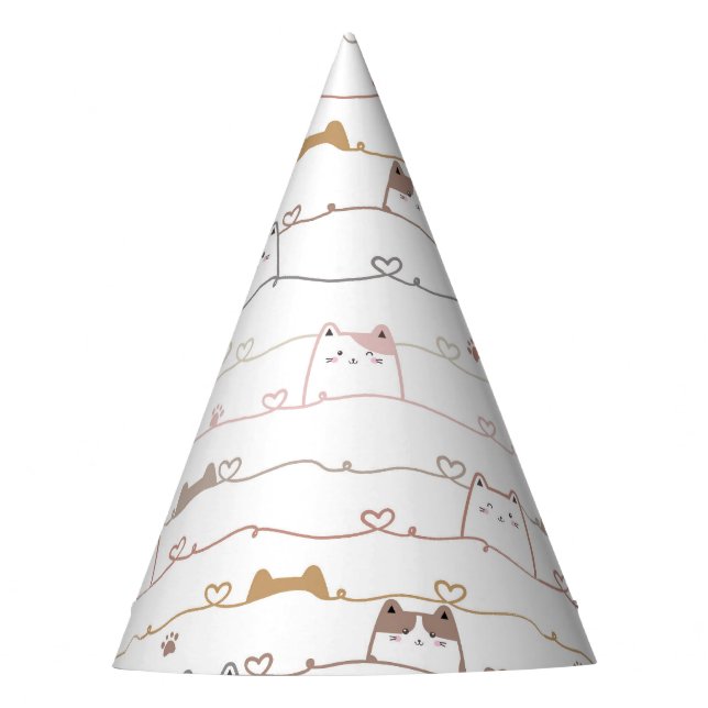 Gorro De Fiesta Gatos adorables asomándose sobre corazones  (Anverso)