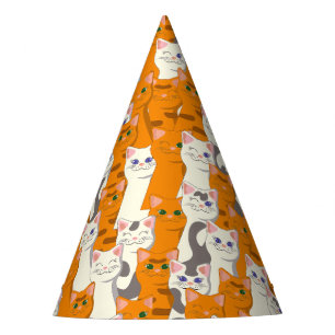 Gorro De Fiesta Gatos blancos y jengibre patrón ojos verdes ojos a