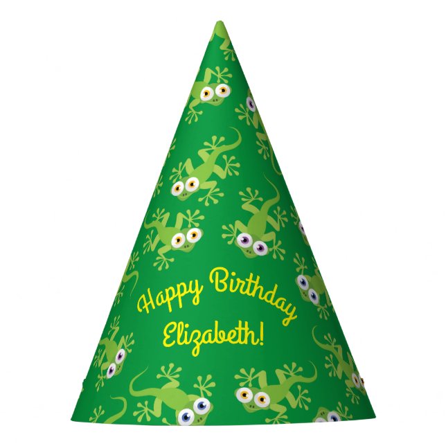 Gorro De Fiesta Gecko Lizards Cumpleaños Partido Fiesta Cute Niños (Anverso)