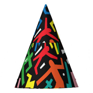 Gorro De Fiesta Gente bailando, patrón de doodle set.