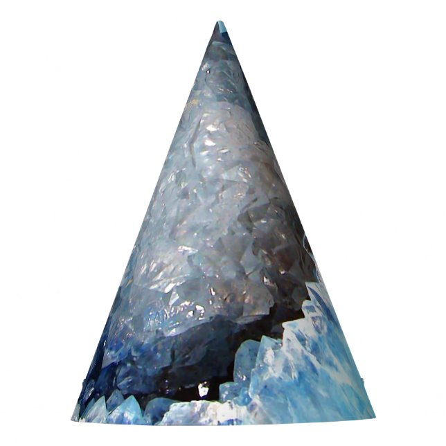 Gorro De Fiesta Geode de cristal azul plano (Anverso)