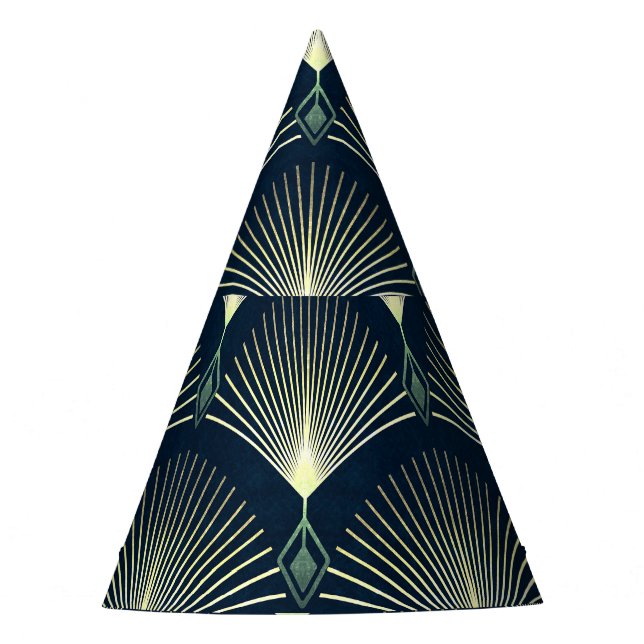 Gorro De Fiesta Geométrica Elegante: Art Deco Azul. (Anverso)