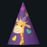 Gorro De Fiesta Giraffe Kids Birthday Fiesta Cute<br><div class="desc">¡Esta adorable jirafa está aquí para el cumpleaños de su hijo! ¡Funciona bien para una fiesta de primer cumpleaños de niños lindos, un fiesta de zoológico o sólo un niño que ama las jirafas a cualquier edad! ¡El adorable bebé animal está usando un pequeño gorra fiesta para ayudar a celebrar!...</div>