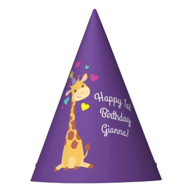 Gorro De Fiesta Giraffe Kids Birthday Fiesta Cute (Anverso)