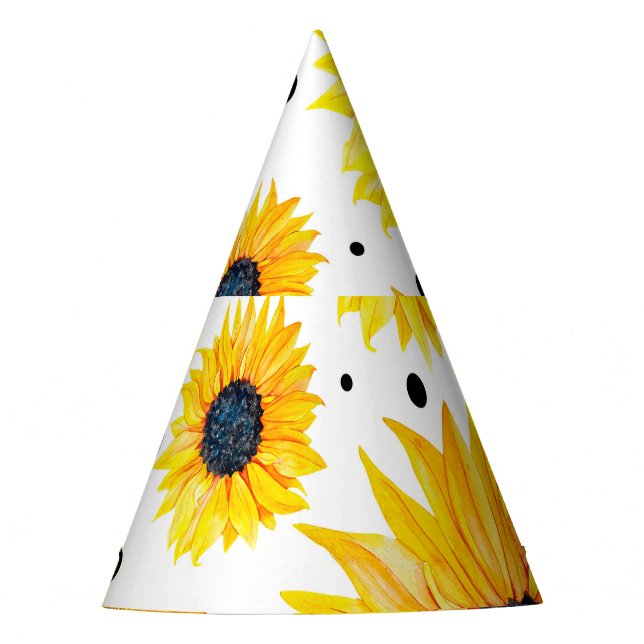 Gorro De Fiesta Girasoles Amarillos Patrón de Fondo Blanco (Anverso)