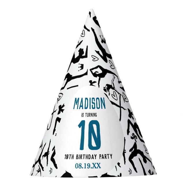 Gorro De Fiesta Girls Modern Black Gymnastics Kids 10th Birthday (Anverso)