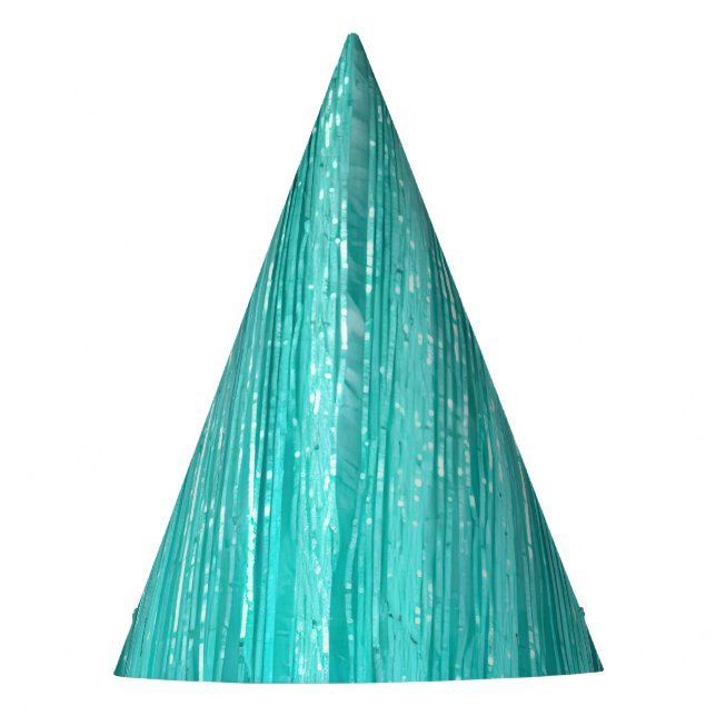 Gorro De Fiesta Girly Aqua Mint Glam Tinsel Stripes (Anverso)