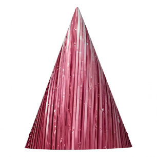 Gorro De Fiesta Girly Pink Glam Glitzy Tinsel Stripes Cumpleaños