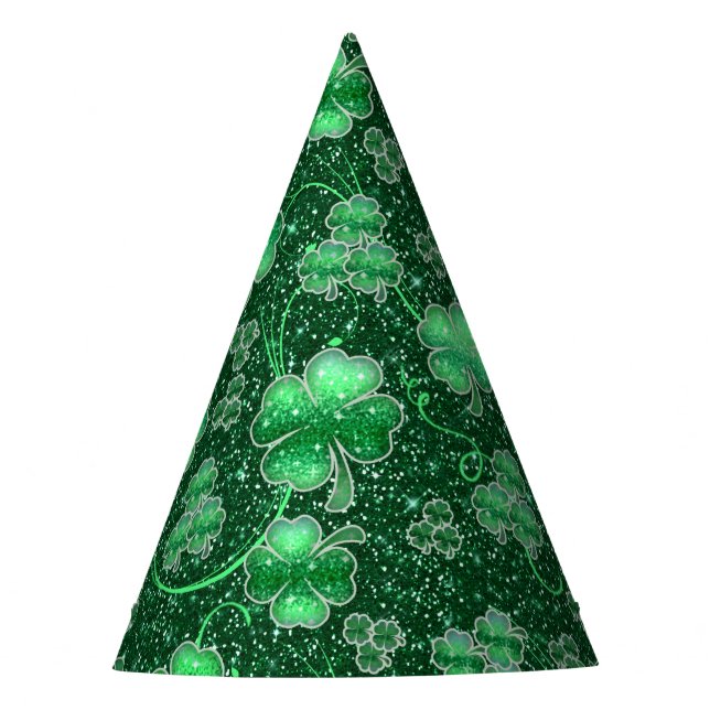 Gorro De Fiesta Glittering Shamrock and Swirls ID289 (Anverso)