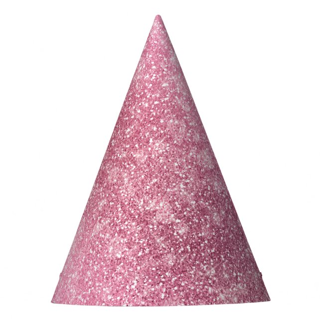 Gorro De Fiesta Glitzy Pink Glam Sparkle Cumpleaños (Anverso)