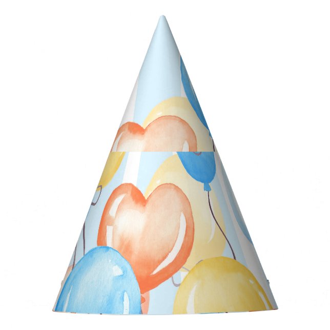 Gorro De Fiesta Globos coloridos: acuarela sin costuras. (Anverso)