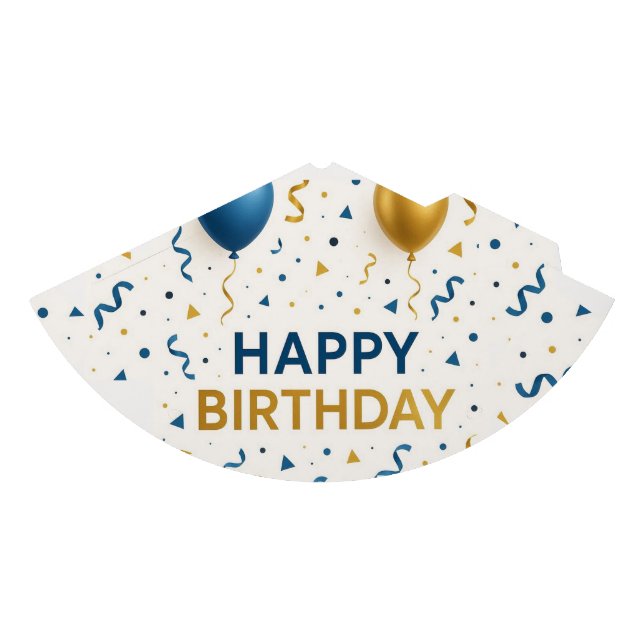 Gorro De Fiesta Globos modernos azules y dorados Feliz cumpleaños (Anverso)
