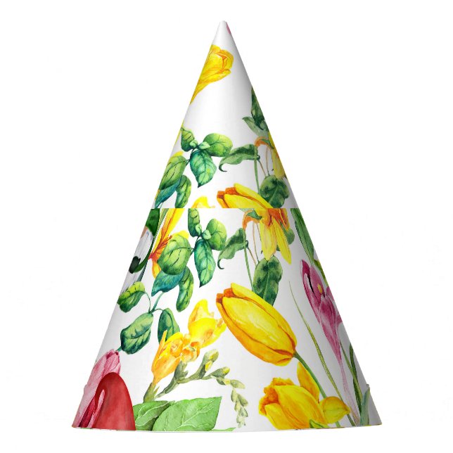 Gorro De Fiesta gnomos escandinavos: acuarela floral de primavera. (Anverso)