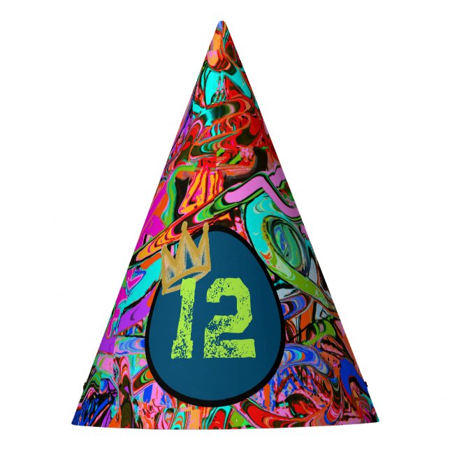 Gorro De Fiesta Graffiti con corona y edad (Anverso)