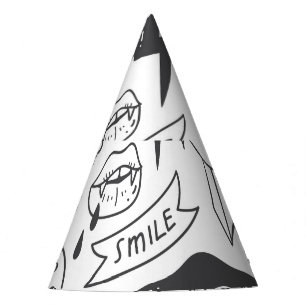 Gorro De Fiesta Graffiti lindo: Conjunto de arte Doodle.