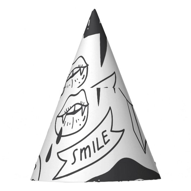 Gorro De Fiesta Graffiti lindo: Conjunto de arte Doodle. (Anverso)