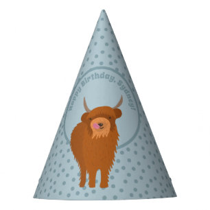 Gorro De Fiesta Gráfica de vacas de Escocia en la región montañosa