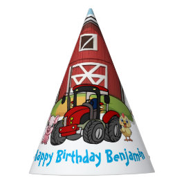 Gorro De Fiesta Granjero Animal Divertido Red Barn & Red Tractor