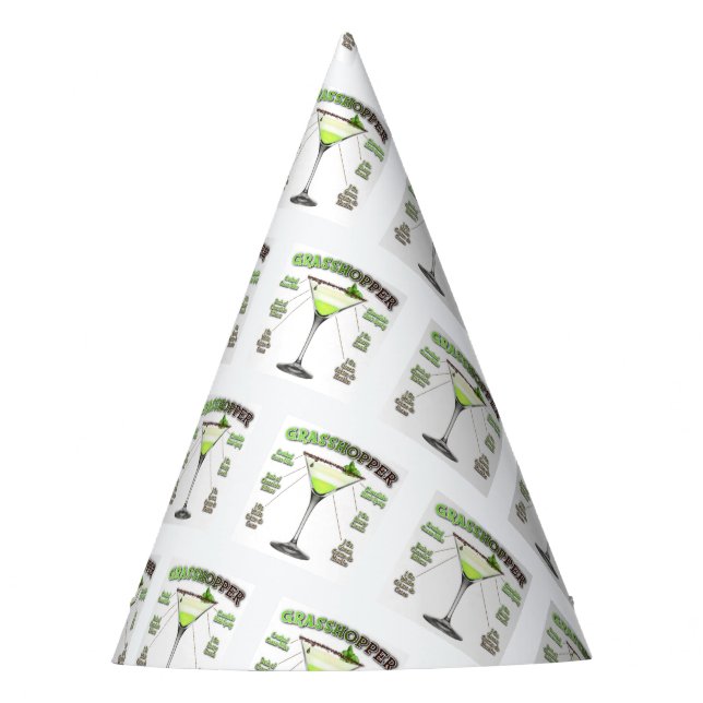 Gorro De Fiesta GRASSHOPPER Cocktail Recipe Art (Anverso)