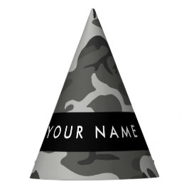 Gorro De Fiesta Gray Camouflage Pattern, Your name, Personalize