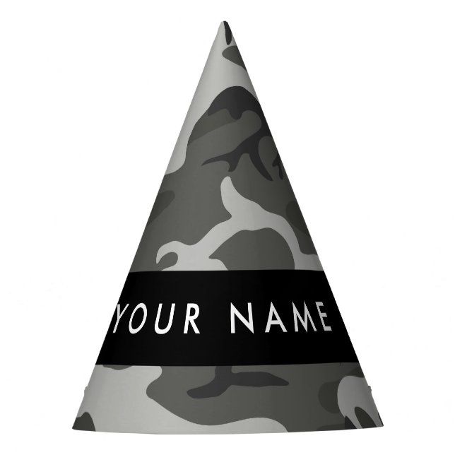 Gorro De Fiesta Gray Camouflage Pattern, Your name, Personalize (Anverso)