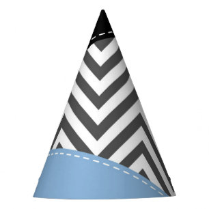Gorro De Fiesta Gris Zigzag, Gris Chevron, Zigzag Pattern, Azul