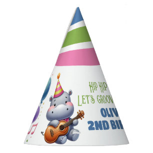 Gorro De Fiesta "Groovy Hippo Cumpleaños Bash Bonanza!"