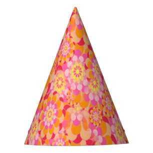 Gorro De Fiesta Groovy Psicodelic Naranja Rosa Hippy Hippy Hippy H