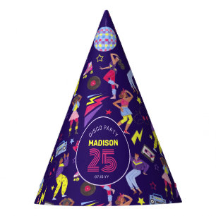 Gorro De Fiesta Groovy Roller Disco Fiesta Morada Millennial Retro