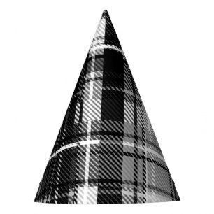 Gorro De Fiesta Grunde Blanco Negro Flannel Tartán Diseño