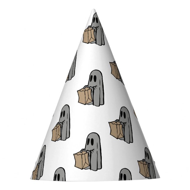 Gorro De Fiesta Halloween, Gris Fantasma, Truco O Tratamiento, Boo (Anverso)