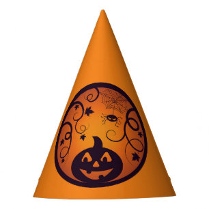 Gorro De Fiesta Halloween Jack o linterna cara de calabaza y araña