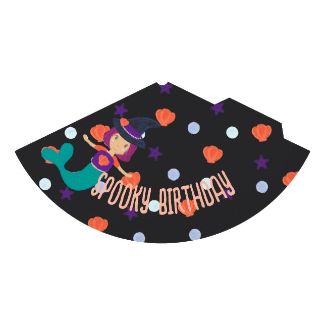 Gorro De Fiesta Halloween Pastel Mermaid Witch Spookday cumpleaños (Anverso)